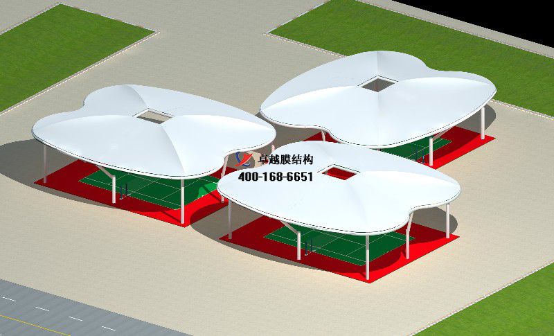  庆阳膜结构篮球场（庆阳东湖公园-篮球场）设计施工安装案例