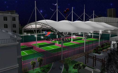 塔城膜结构网球场门球场篮球场（ 塔城市第三中学-篮球场 ）设计施工安装案例