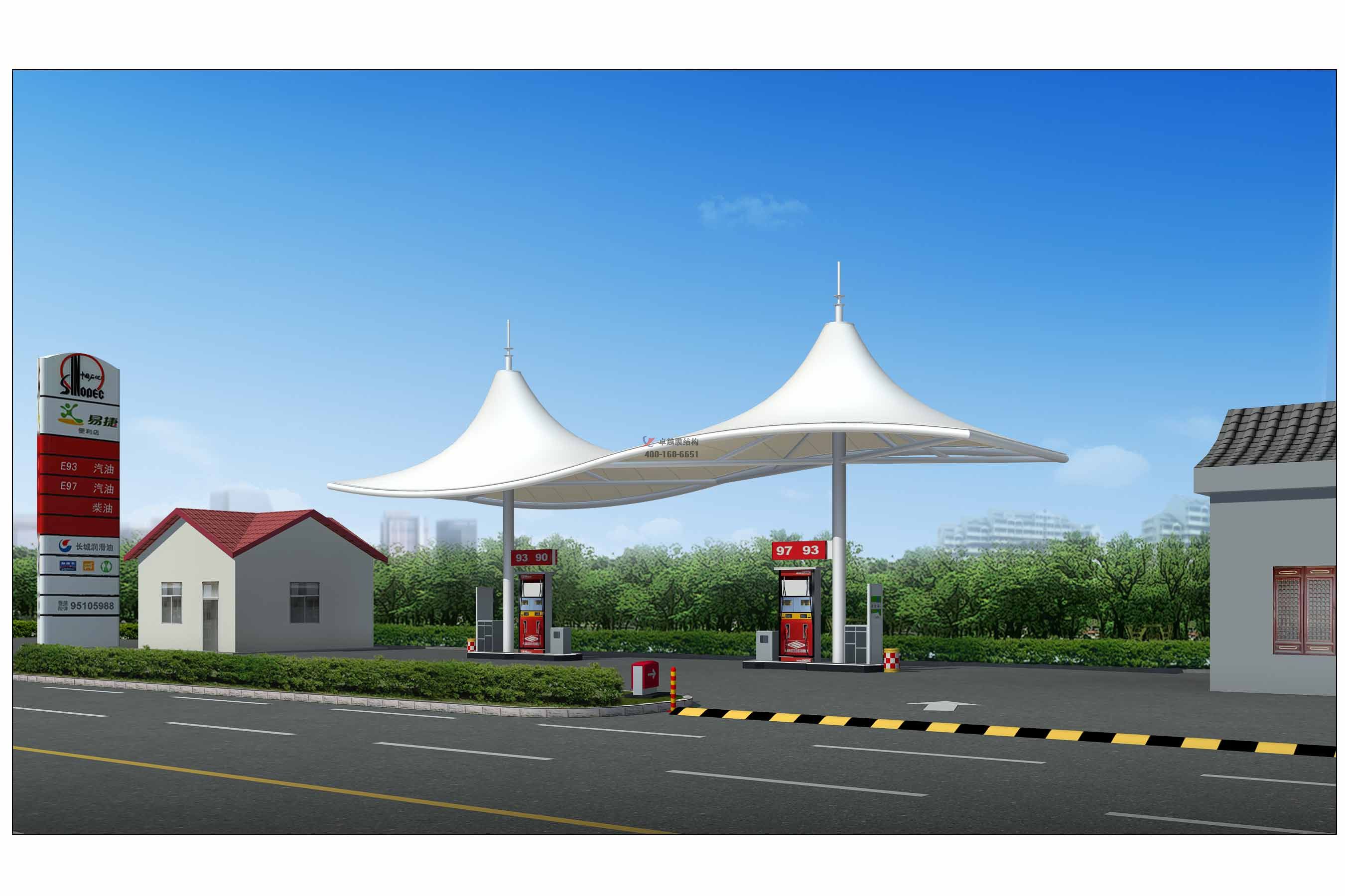 鹤壁加油站膜结构顶棚设计施工案例