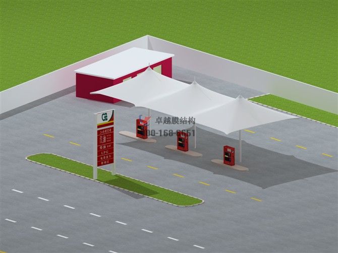 郑州加油站膜结构顶棚设计施工案例