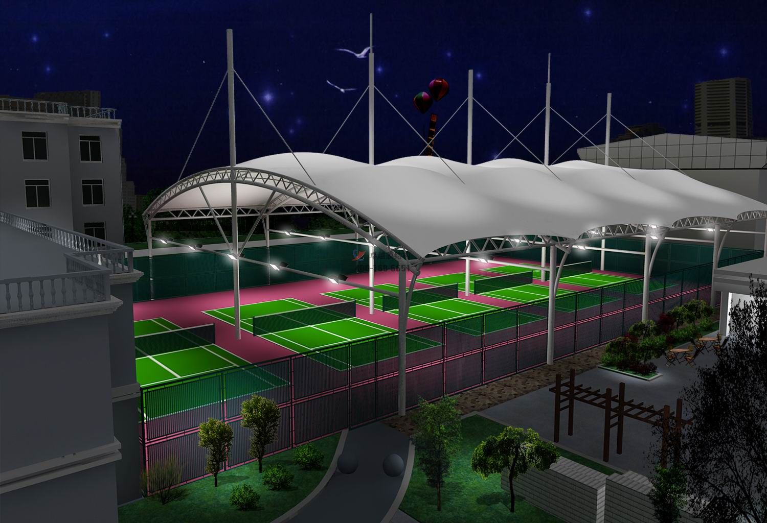 膜结构网球场/门球馆设计安装安装案例 - 卓越膜结构工程有限公司