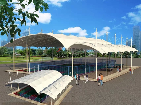 乐山市体育场/篮球场/网球场/羽毛球场膜结构罩棚设计