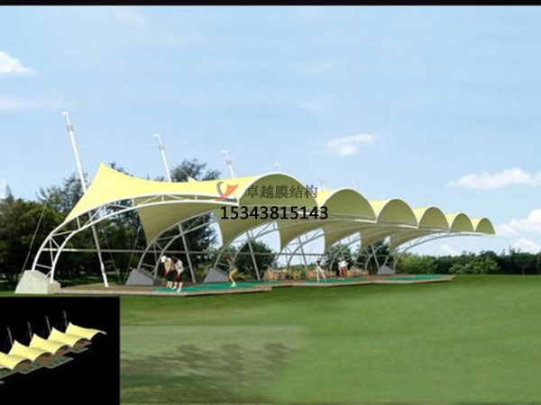 百色膜结构高尔夫发球台遮阳棚