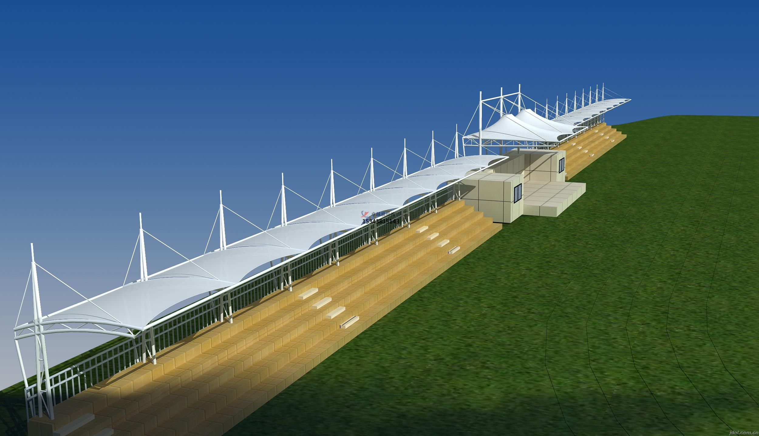 原阳体育公园膜结构【看台雨棚】门球场案例