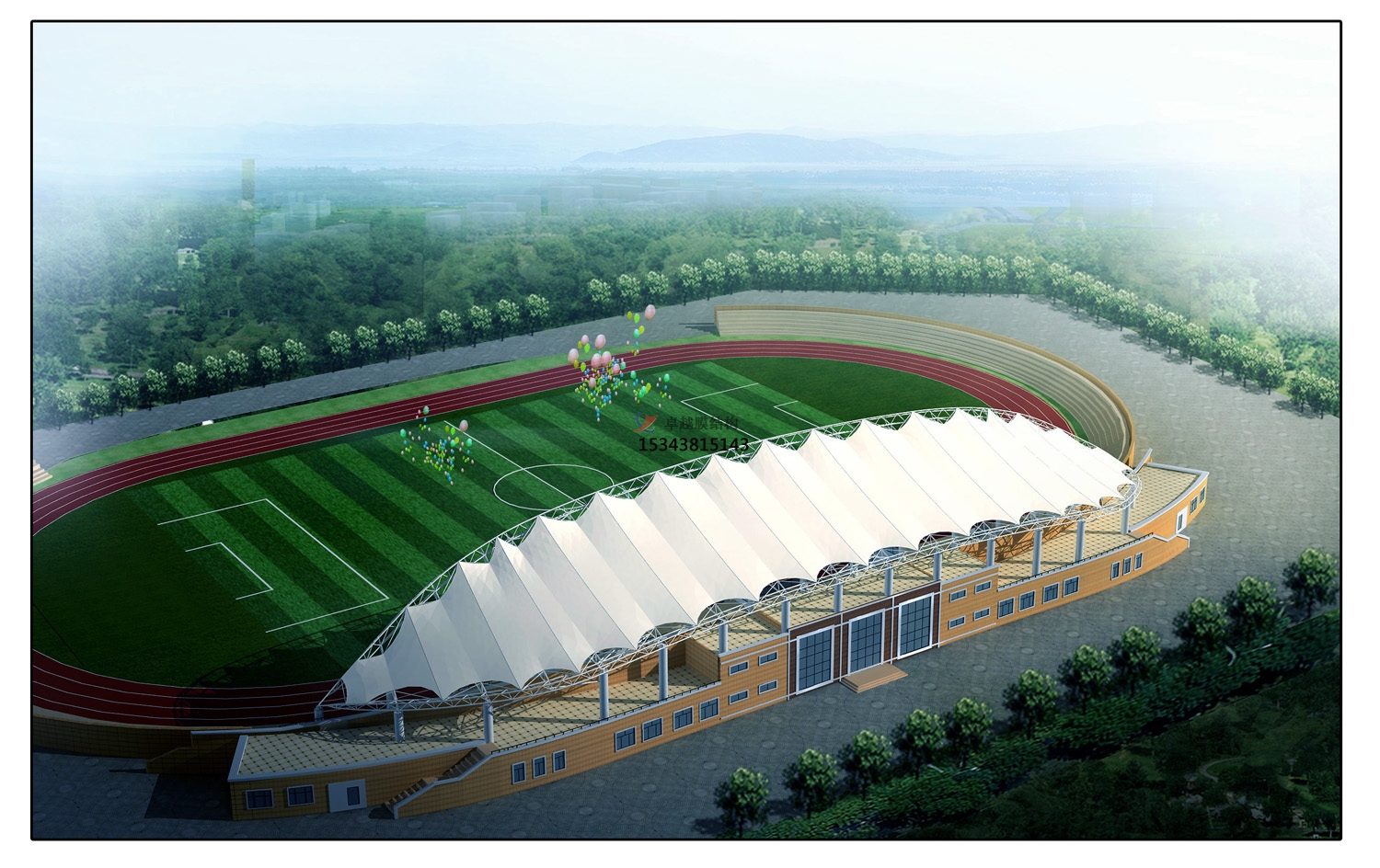 卢氏体育公园膜结构【看台雨棚】门球场案例