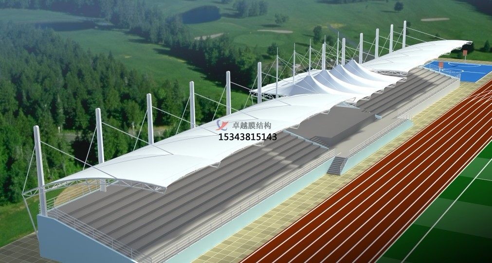 天镇体育公园膜结构【看台雨棚】门球场案例