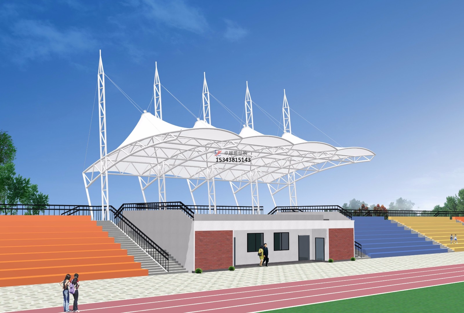 阳高体育公园膜结构【看台雨棚】门球场案例