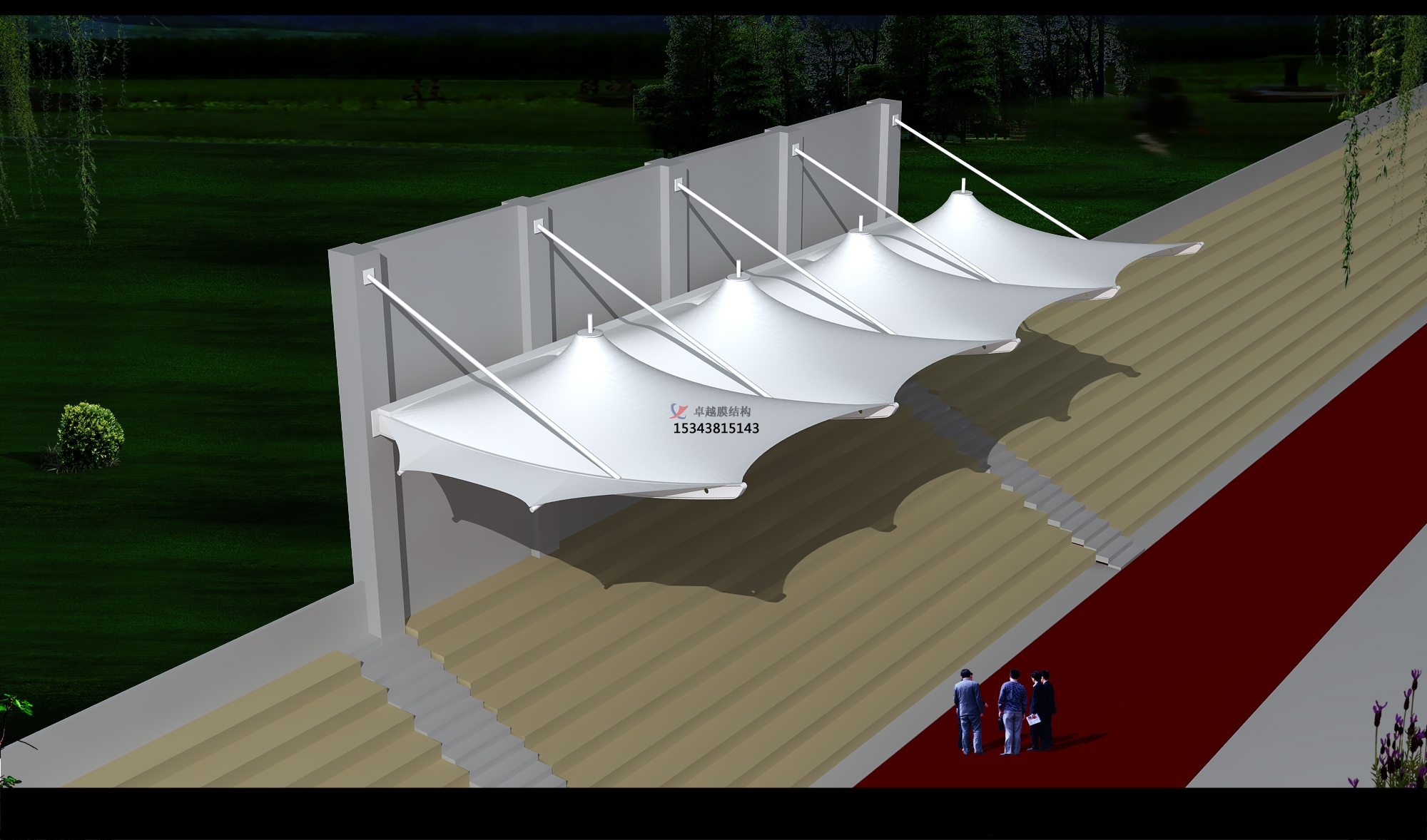 翼城体育公园膜结构【看台雨棚】门球场案例