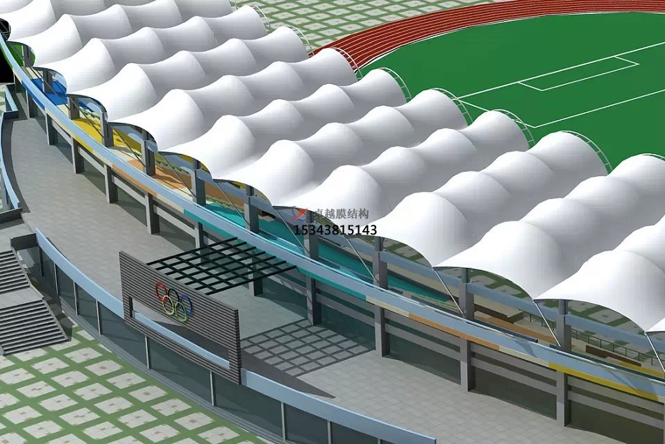 交城体育公园膜结构【看台雨棚】门球场案例