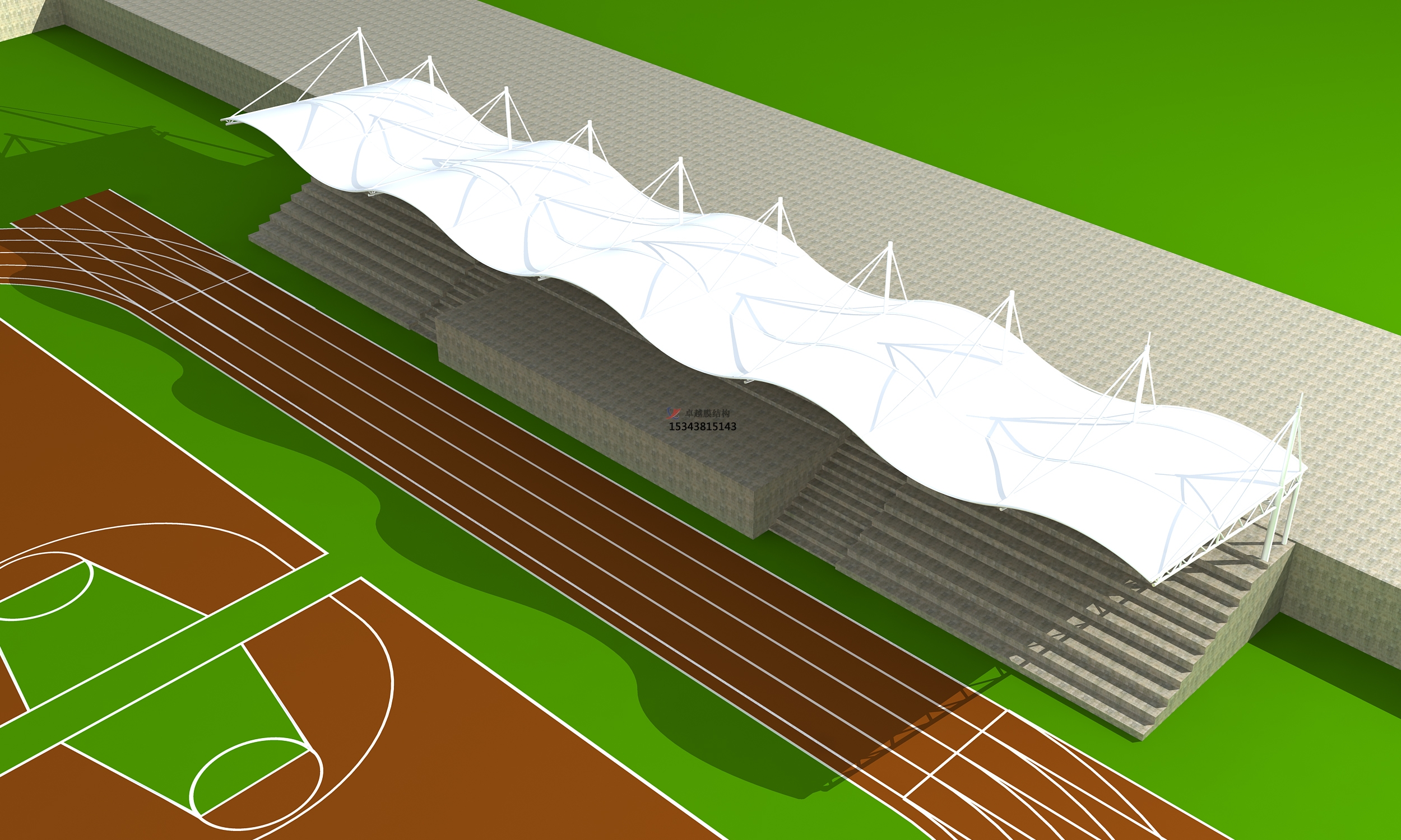 子洲体育公园膜结构【看台雨棚】门球场案例