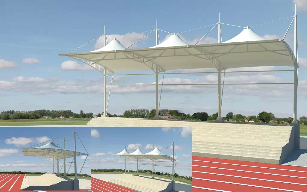 柞水体育公园膜结构【看台雨棚】门球场案例