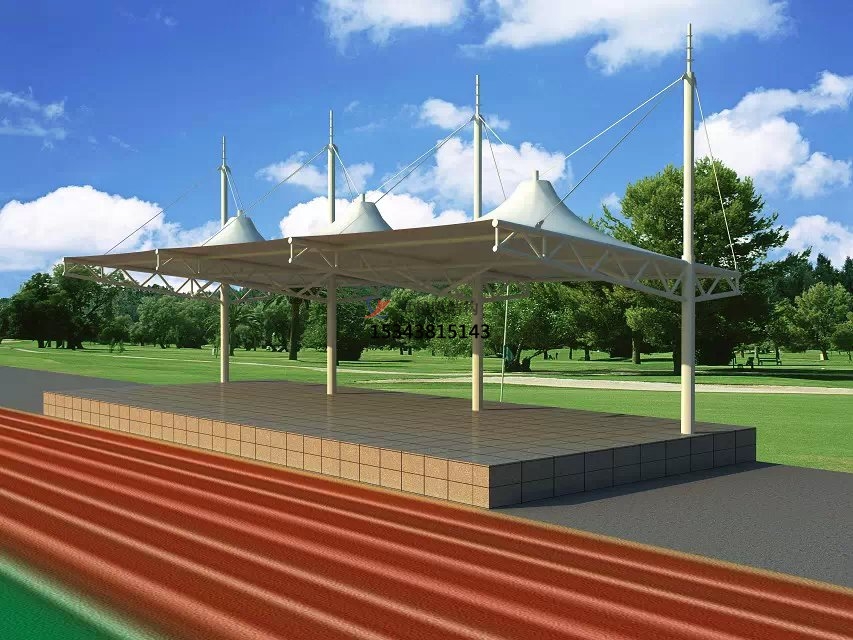 平江体育公园膜结构【看台雨棚】门球场案例