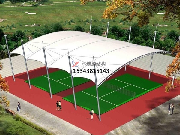唐山网球场膜结构顶盖/篮球场屋顶/门球场雨棚安装