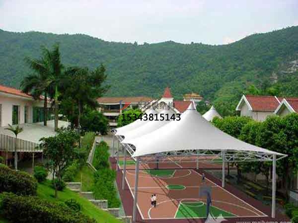 株洲网球场膜结构顶盖/篮球场屋顶/门球场雨棚安装