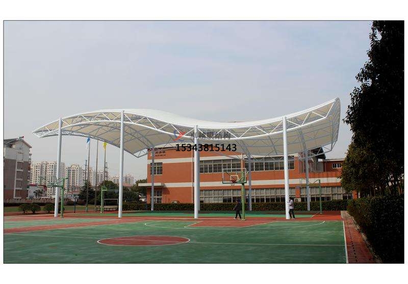 湘西网球场膜结构顶盖/篮球场屋顶/门球场雨棚安装