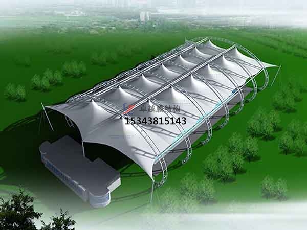 定西网球场膜结构顶盖/篮球场屋顶/门球场雨棚安装