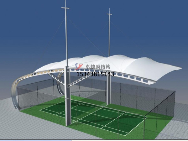 临沧网球场膜结构顶盖/篮球场屋顶/门球场雨棚安装
