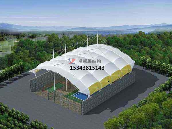阜阳网球场膜结构顶盖/篮球场屋顶/门球场雨棚安装