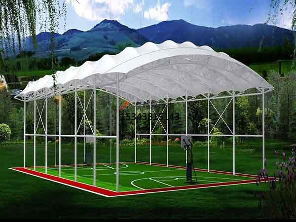 宣城网球场膜结构顶盖/篮球场屋顶/门球场雨棚安装