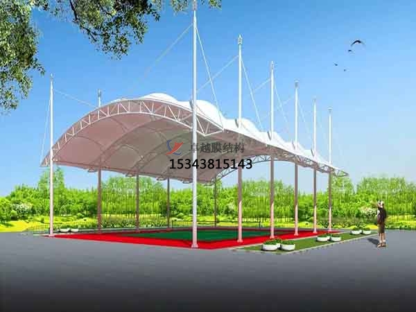 蚌埠网球场膜结构顶盖/篮球场屋顶/门球场雨棚安装