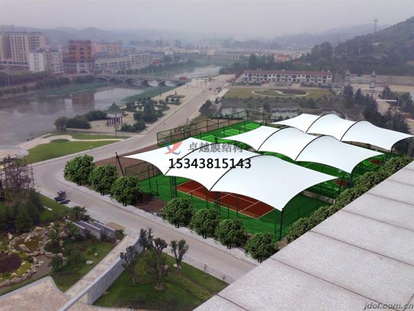 宁波网球场膜结构顶盖/篮球场屋顶/门球场雨棚安装
