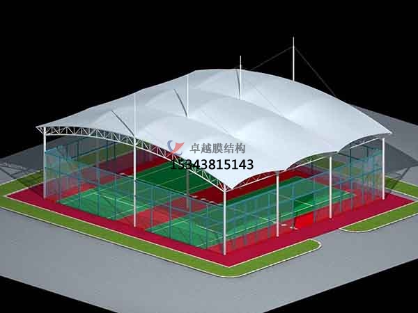 江苏网球场膜结构顶盖/篮球场屋顶/门球场雨棚安装