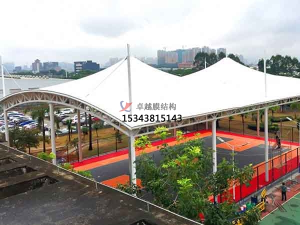 连云港网球场膜结构顶盖/篮球场屋顶/门球场雨棚安装