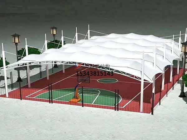 鞍山网球场膜结构顶盖/篮球场屋顶/门球场雨棚安装