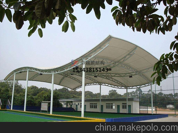 吴忠网球场膜结构顶盖/篮球场屋顶/门球场雨棚安装