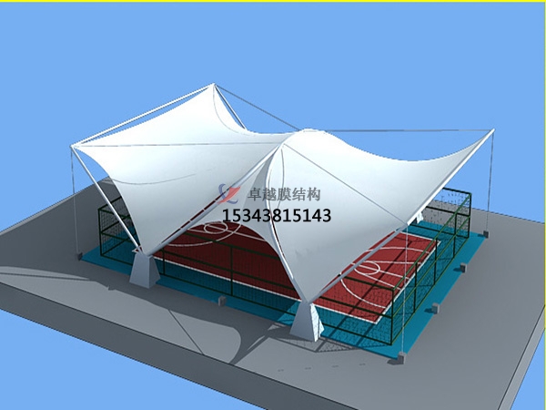 德令哈网球场膜结构顶盖/篮球场屋顶/门球场雨棚安装