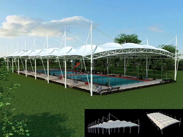 黔东南网球场膜结构顶盖/篮球场屋顶/门球场雨棚安装