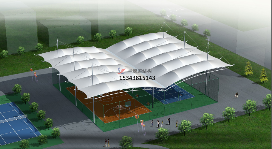 膜结构篮球场罩棚效果图