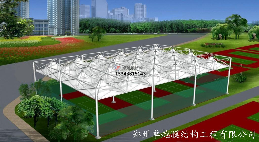 郑州网球场膜结构顶盖/篮球场屋顶/门球场雨棚安装